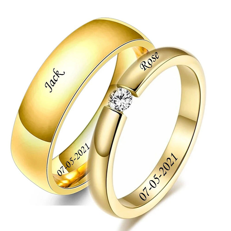 Custom Stainless Steel Wedding Couple Rings