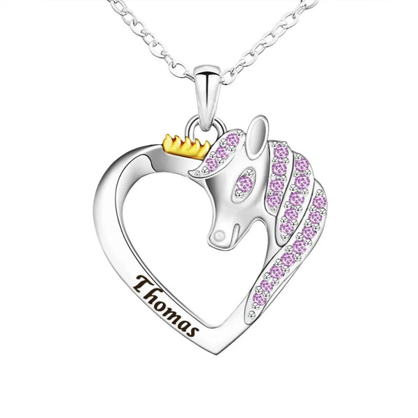 Unicorn Crystal Necklace Personalized Gifts