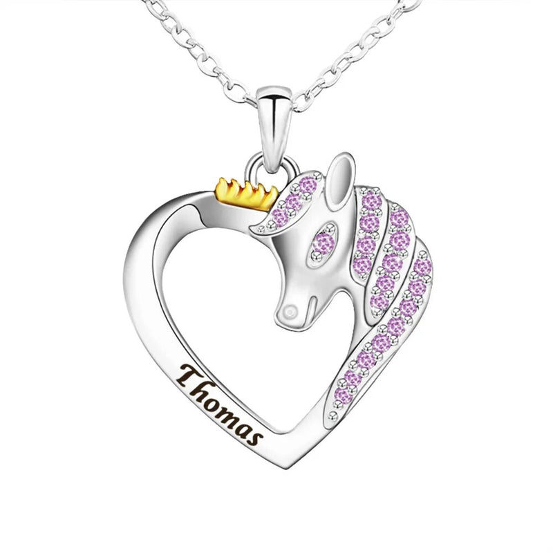 Unicorn Crystal Necklace Personalized Gifts