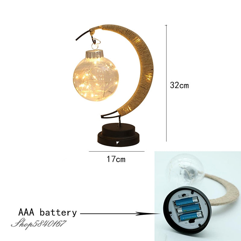 Moon Lamp Night Light with Stand USB/Battery Powered Multicolor Enchanted Lunar Bedside Lamp Moon wishing ball lamp Ramadan 2023