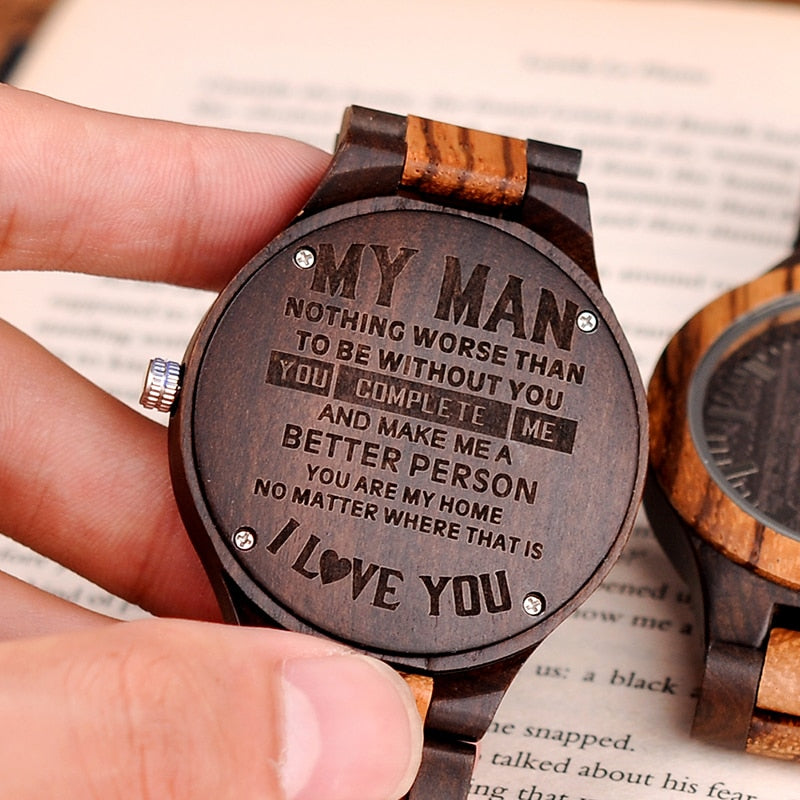 Wood Engraving Watch Men Groomsmen Personalized Watches Father's Gift Anniversary Gift a Great Gifts For Man Relogio Masculino