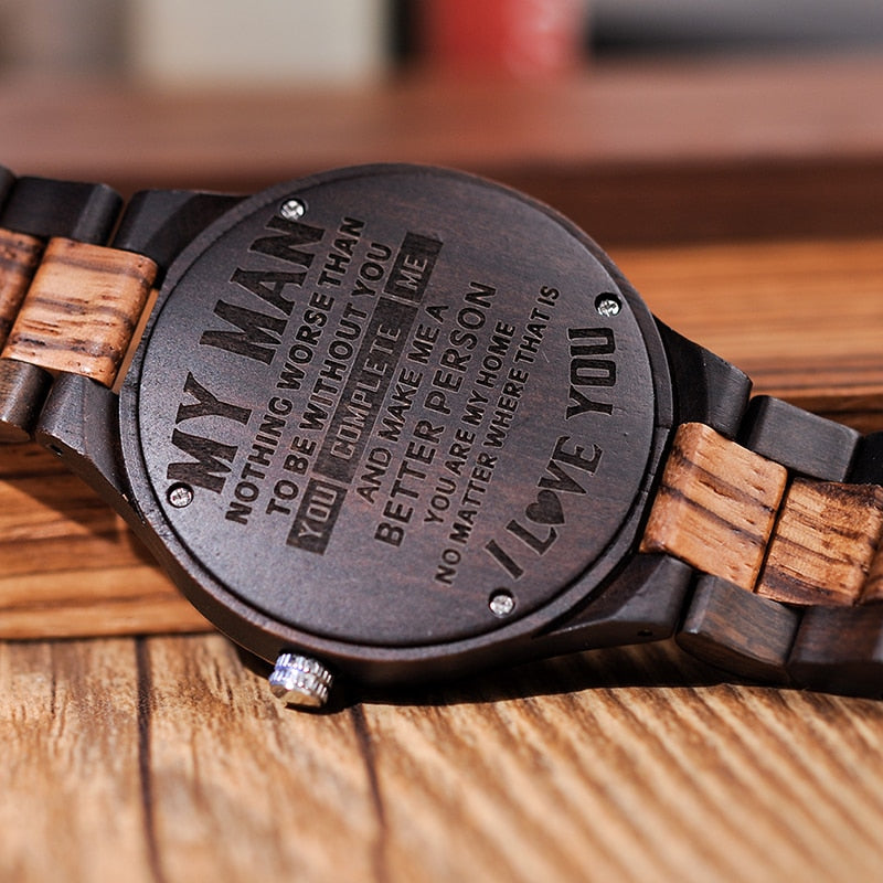 Wood Engraving Watch Men Groomsmen Personalized Watches Father's Gift Anniversary Gift a Great Gifts For Man Relogio Masculino