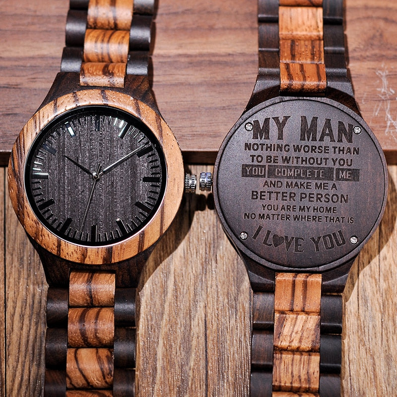 Wood Engraving Watch Men Groomsmen Personalized Watches Father's Gift Anniversary Gift a Great Gifts For Man Relogio Masculino