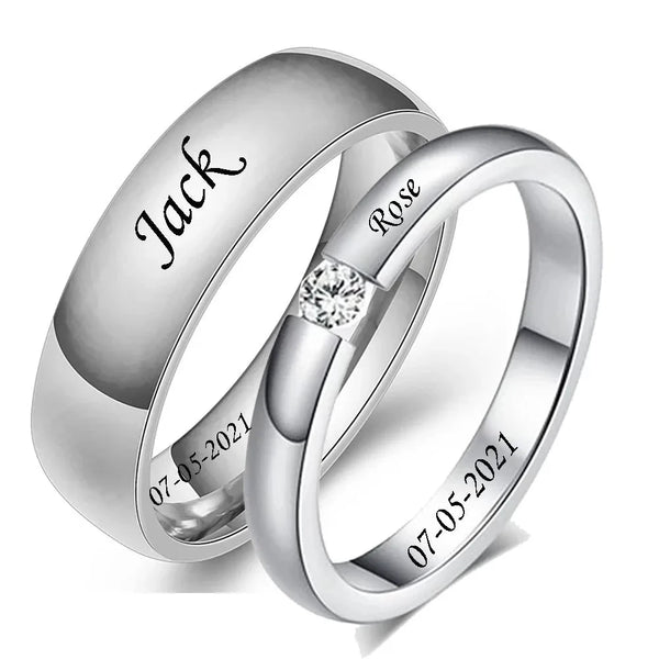 Custom Stainless Steel Wedding Couple Rings