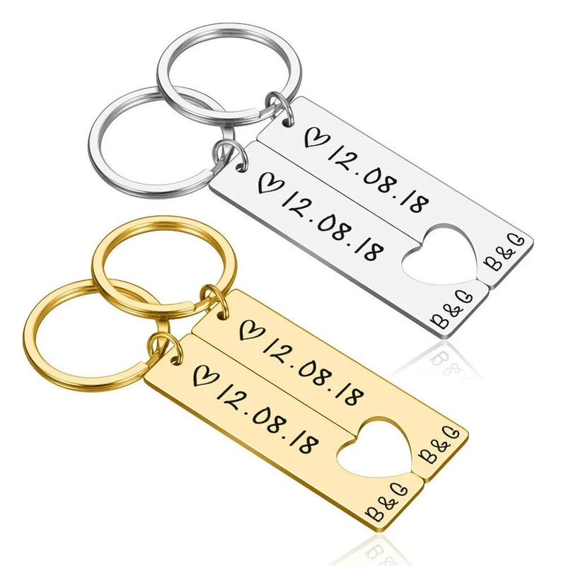 Heart Keychain Set Personalized Gift