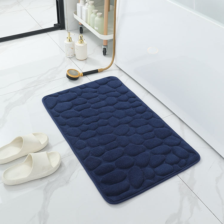 Cobblestone Embossed Bathroom Mat Non-slip Carpet Pebble Super Absorbent Bath Mat Memory Foam Bathtub Side Floor Rugs Foot Mat