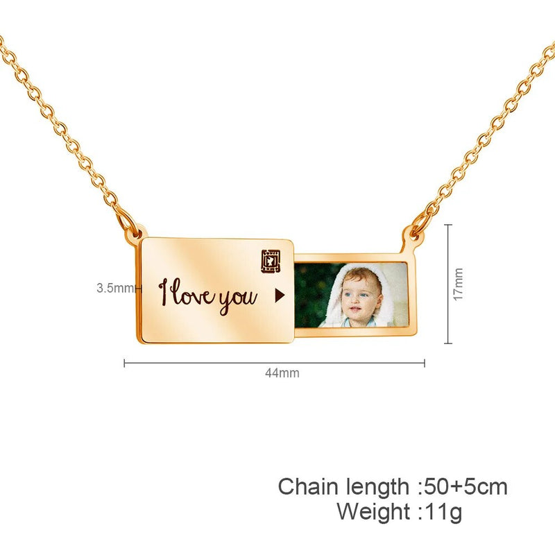 Personalized Photo Engrave Lettering Necklace