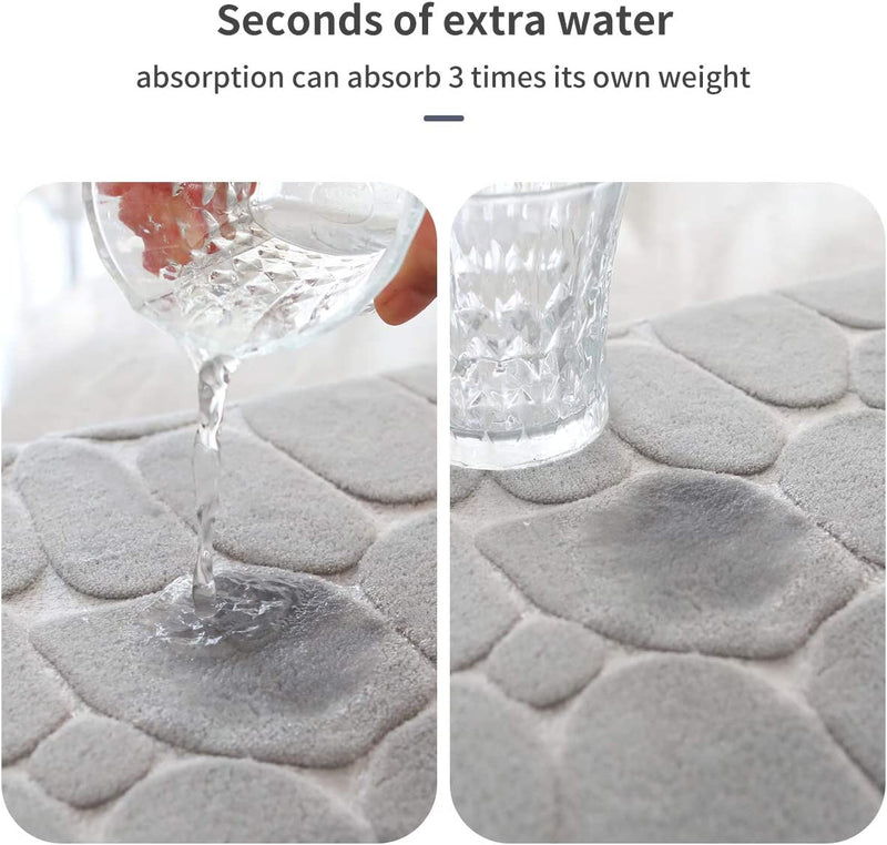 Cobblestone Embossed Bathroom Mat Non-slip Carpet Pebble Super Absorbent Bath Mat Memory Foam Bathtub Side Floor Rugs Foot Mat