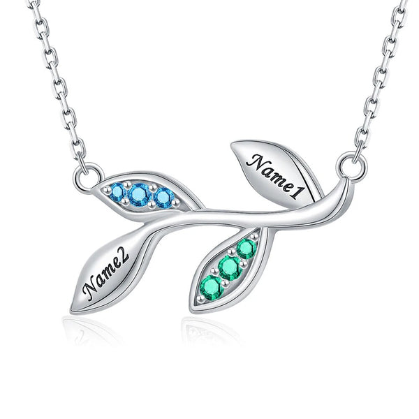 Sterling Silver Personalized Olive Leaf Necklace