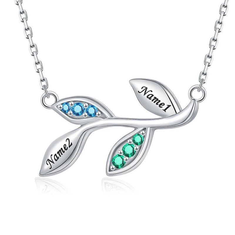 Sterling Silver Personalized Olive Leaf Necklace