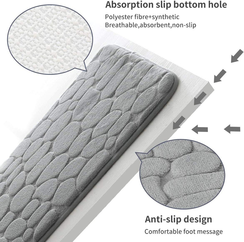 Cobblestone Embossed Bathroom Mat Non-slip Carpet Pebble Super Absorbent Bath Mat Memory Foam Bathtub Side Floor Rugs Foot Mat