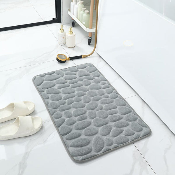 Cobblestone Embossed Bathroom Mat Non-slip Carpet Pebble Super Absorbent Bath Mat Memory Foam Bathtub Side Floor Rugs Foot Mat