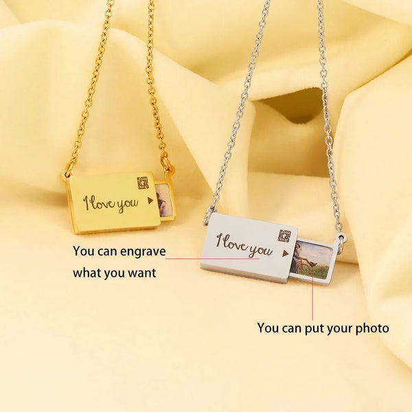 Personalized Photo Engrave Lettering Necklace