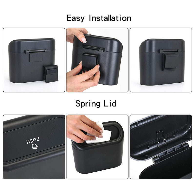 Car Trash Bin Hanging Vehicle Garbage Dust Case Storage Box ABS Square Pressing Trash Can Office Auto Storage Bin Accessories