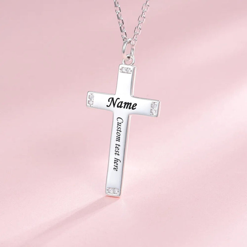 Sterling Silver Personalized Cross Necklace