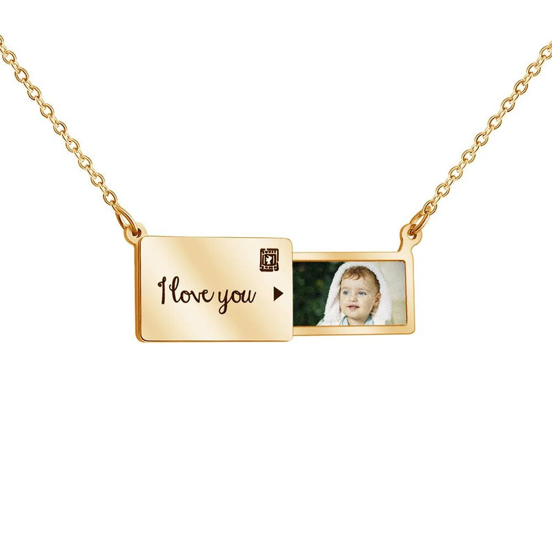 Personalized Photo Engrave Lettering Necklace