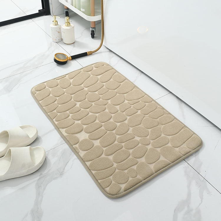 Cobblestone Embossed Bathroom Mat Non-slip Carpet Pebble Super Absorbent Bath Mat Memory Foam Bathtub Side Floor Rugs Foot Mat