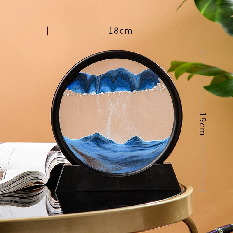 5/7inch Moving Sand Art Picture Deep Sea Sandscape Flowing Sand Art Painting Rectangle Round Frame Glass Hourglass Home Decor