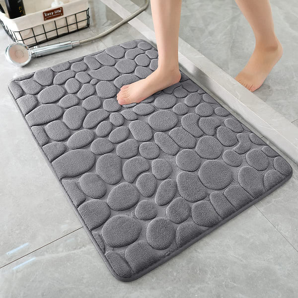 Cobblestone Embossed Bathroom Mat Non-slip Carpet Pebble Super Absorbent Bath Mat Memory Foam Bathtub Side Floor Rugs Foot Mat