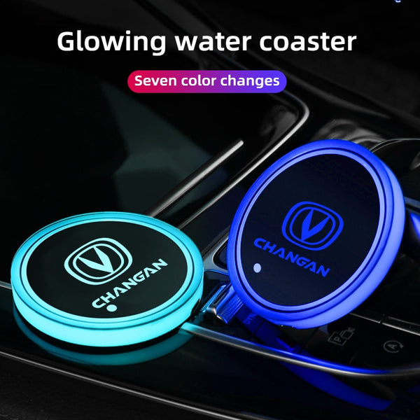 Car Coaster Holder 7 Colors Water Cup Coaster Holder Color Atmosphere lights for CHANGAN CS35 55 CS75 Plus CS95 EADO CX20 Alsvin