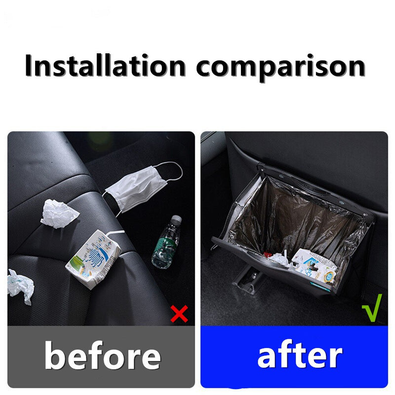 For Tesla Model 3 Y X Car Garbage Bag Waterproof Magnetic Adsorption Trash Can Back Seat Hanging Leather Storage Pocket