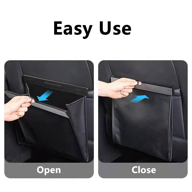 For Tesla Model 3 Y X Car Garbage Bag Waterproof Magnetic Adsorption Trash Can Back Seat Hanging Leather Storage Pocket