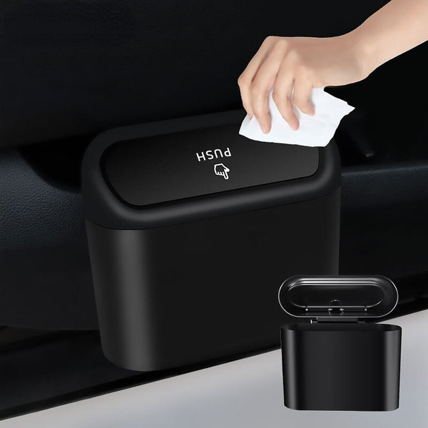 Car Trash Bin Hanging Vehicle Garbage Dust Case Storage Box ABS Square Pressing Trash Can Office Auto Storage Bin Accessories