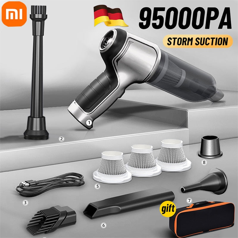 Xiaomi Wireless Car Vacuum Cleaner 95000Pa Strong Suction Handheld Auto Vacuum Home &amp;amp Car Dual Use Mini Vacuum Cleaner