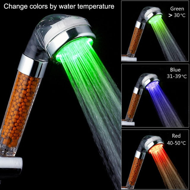 Color Changing LED Anion Spa Shower Head - 5g10x