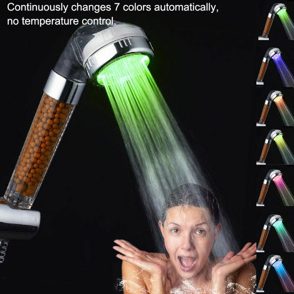 Color Changing LED Anion Spa Shower Head - 5g10x