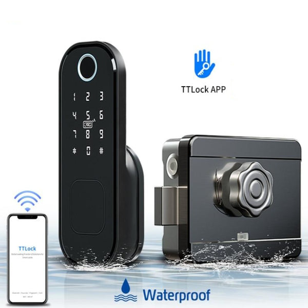 Waterproof Wifi Fingerprint Rim Lock - 5g10x