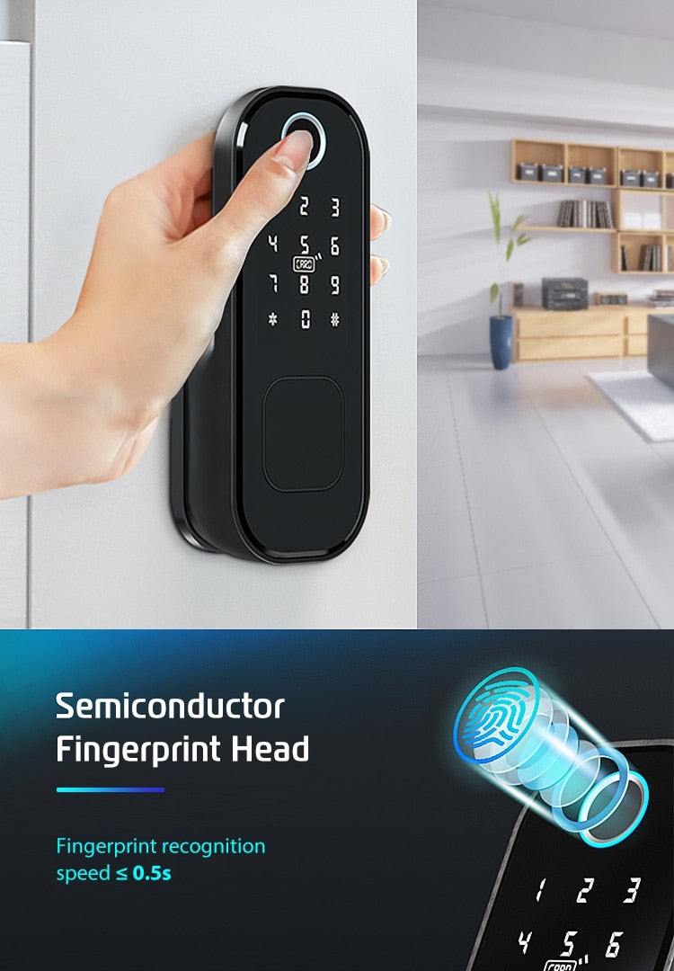 Waterproof Wifi Fingerprint Rim Lock - 5g10x