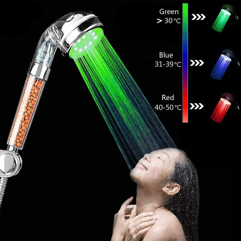 Color Changing LED Anion Spa Shower Head - 5g10x