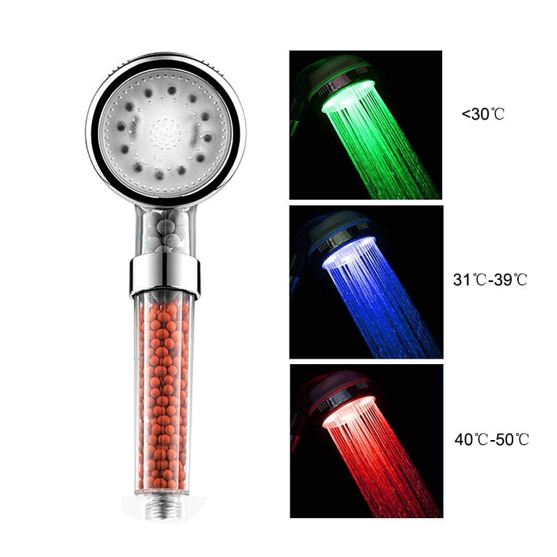 Color Changing LED Anion Spa Shower Head - 5g10x