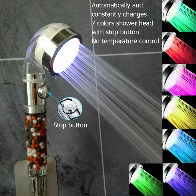 Color Changing LED Anion Spa Shower Head - 5g10x