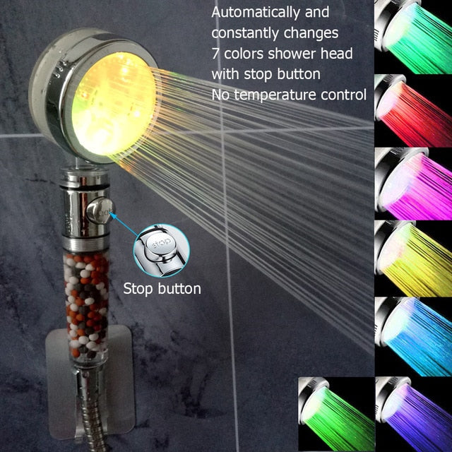 Color Changing LED Anion Spa Shower Head - 5g10x