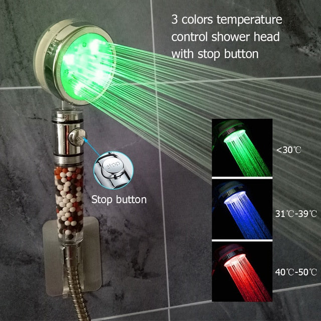 Color Changing LED Anion Spa Shower Head - 5g10x