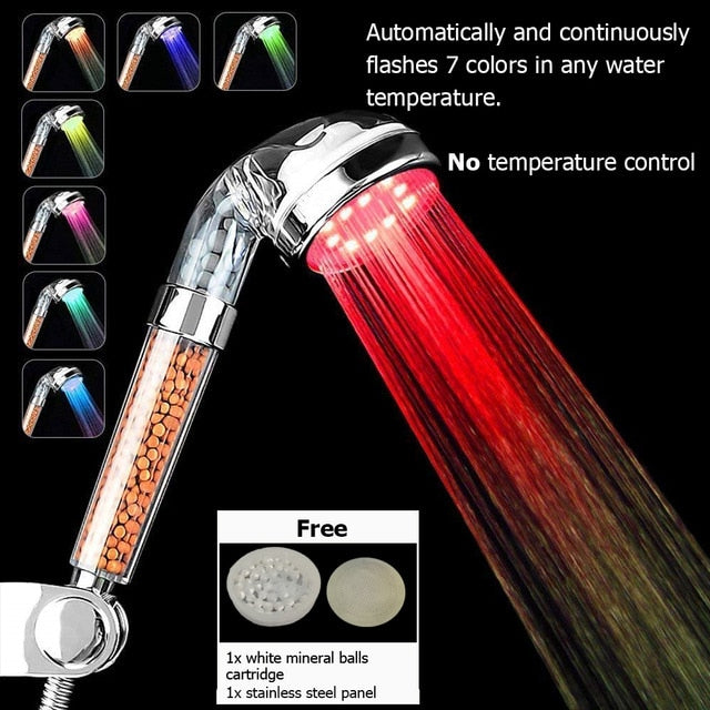 Color Changing LED Anion Spa Shower Head - 5g10x