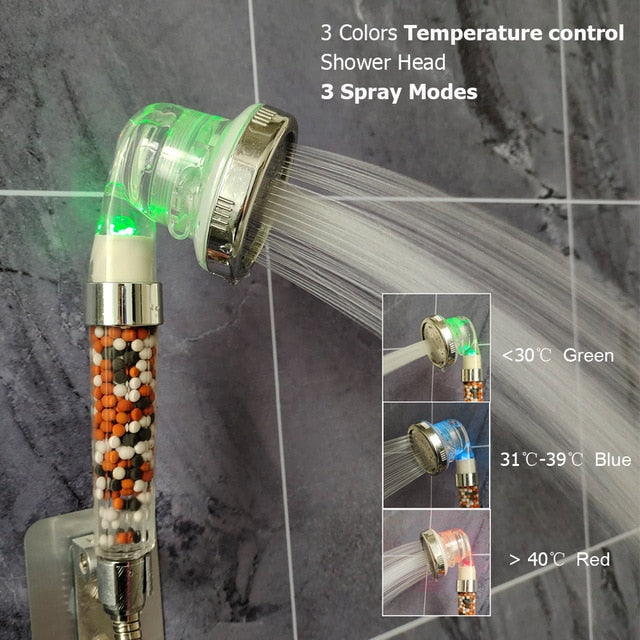 Color Changing LED Anion Spa Shower Head - 5g10x